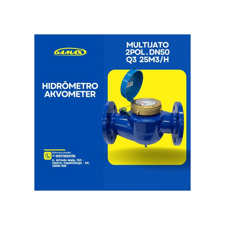 Hidrômetro Multijato 2 Pol. Flange Dn50 25m3/h T50 R80