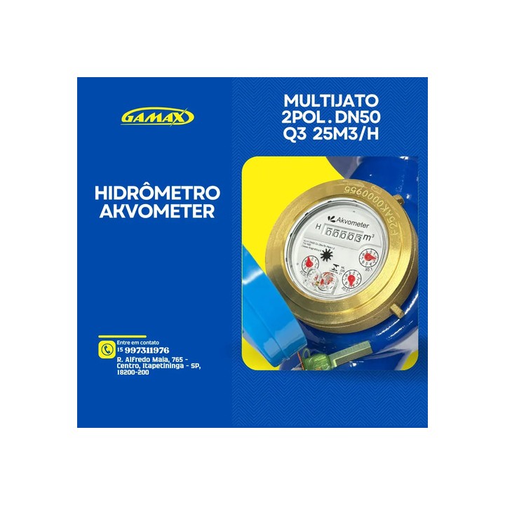 Hidrômetro Multijato 2 Pol. Flange Dn50 25m3/h T50 R80