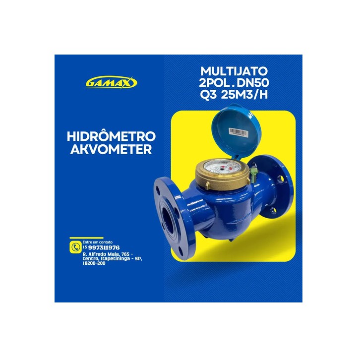 Hidrômetro Multijato 2 Pol. Flange Dn50 25m3/h T50 R80