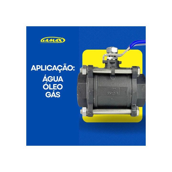 Válvula Registro Esfera Tripartida Aço Carbono 2 Bsp Gamax