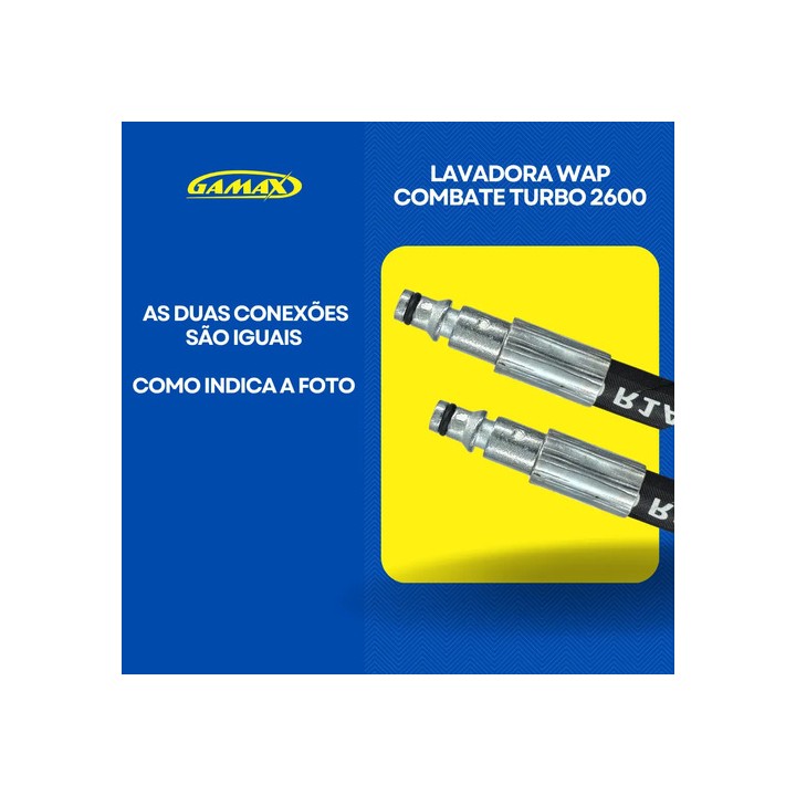 Mangueira 10m Lavadora Wap Combate Turbo 2600 Trama De Aço Preto