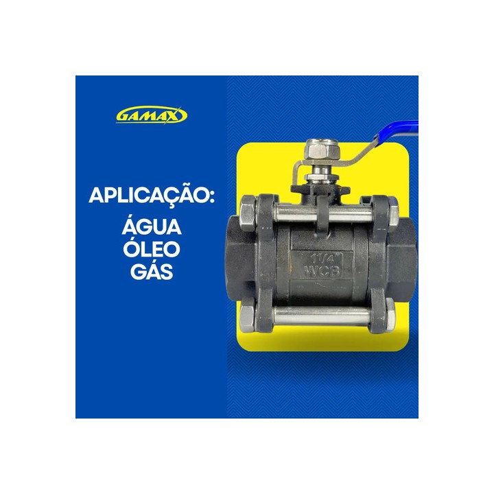 Válvula Registro Esfera Tripartida Aço Carbono 1.1/4 Gamax