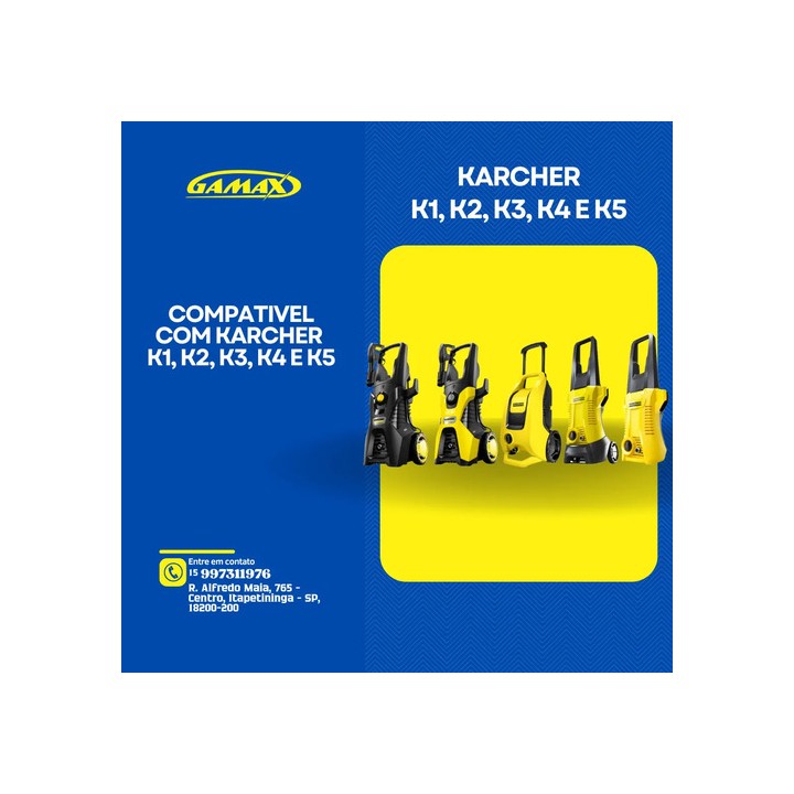 Kit Mangueira 10m Bico Engate Rápido E Registro Karcher K5 Preto