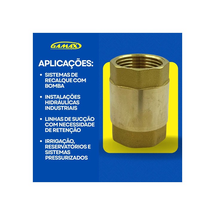 Válvula De Retenção Vertical 1 Polegada Latão Gamax
