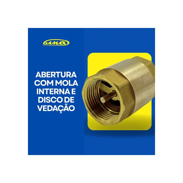 Válvula De Retenção Vertical 1 Polegada Latão Gamax