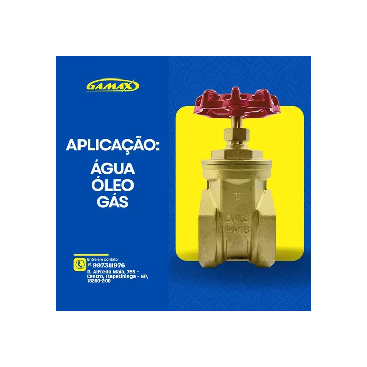 Válvula Registro Gaveta 2.1/2 Polegadas Latão Pesada Gamax