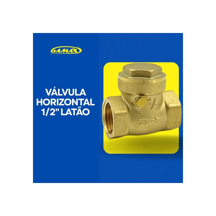 Válvula Retenção Horizontal 1/2 Pol Latão Rosca Bsp Gamax
