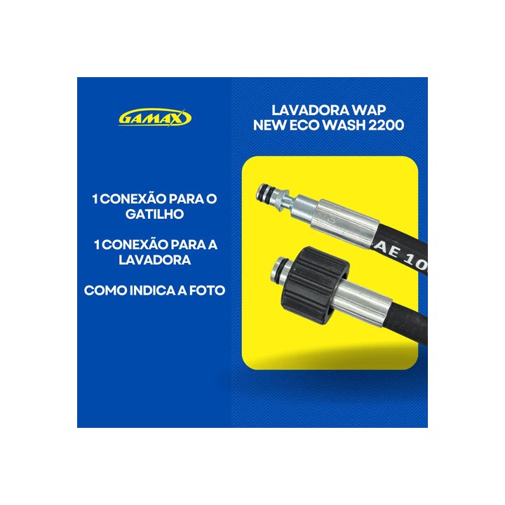 Mangueira 10m Lavadora Alta Pressão Wap New Eco Wash 2200 Preto