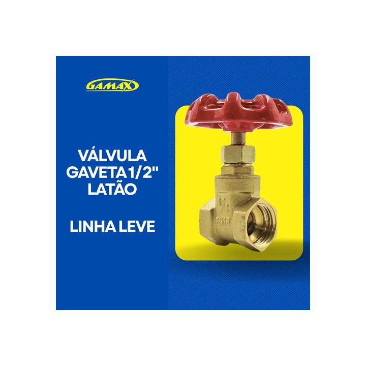 Válvula Gaveta 1/2 Polegada Latão Rosca Bsp Leve Gamax