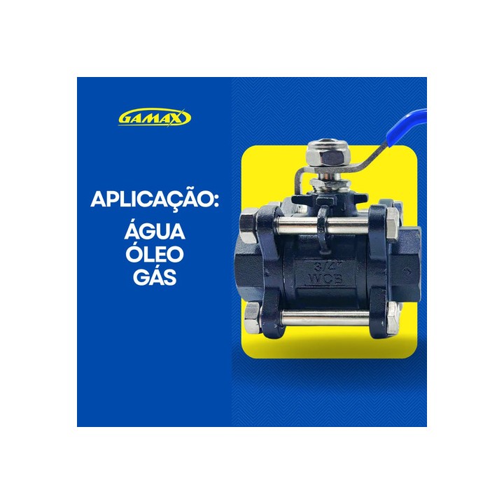 Valvula Esfera Tripartida Aço Carbono 3/4 Pol. Bsp Gamax