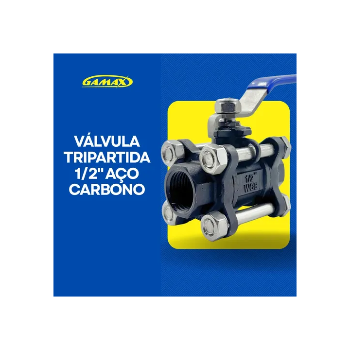 Valvula Esfera Tripartida Aço Carbono 1/2 Pol. Bsp Gamax