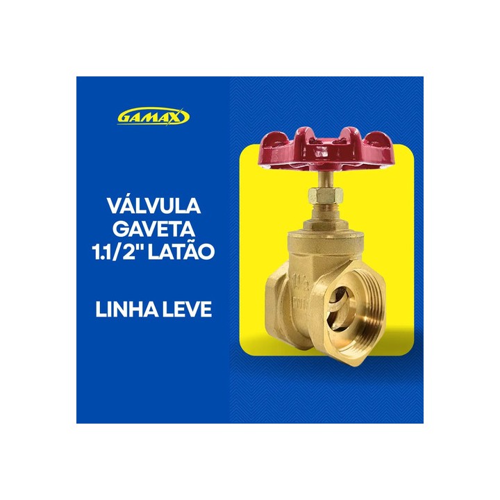 Válvula Registro Gaveta 1.1/2 Polegada Latão Leve Gamax