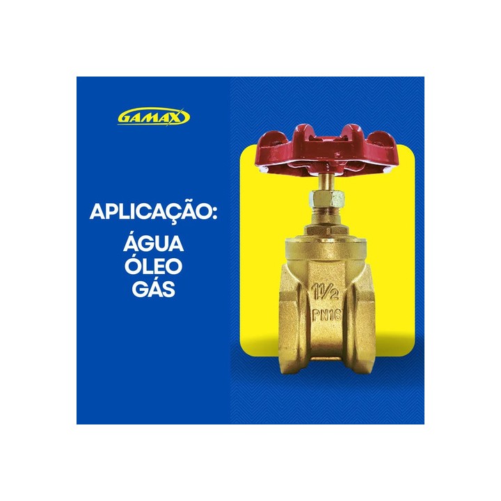 Válvula Registro Gaveta 1.1/2 Polegada Latão Leve Gamax
