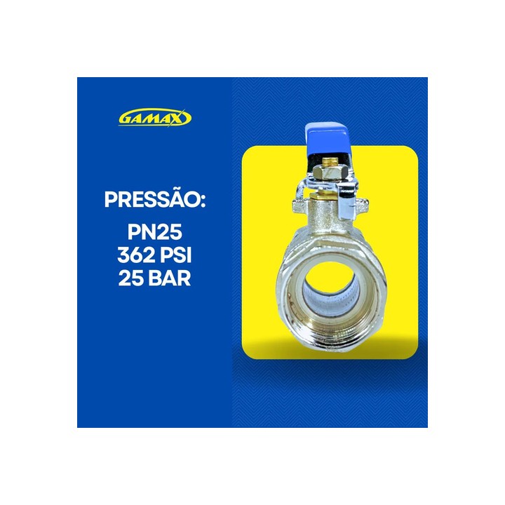 Válvula Registro Esfera Metal Zinco 1/4 Polegada Bsp - Gamax