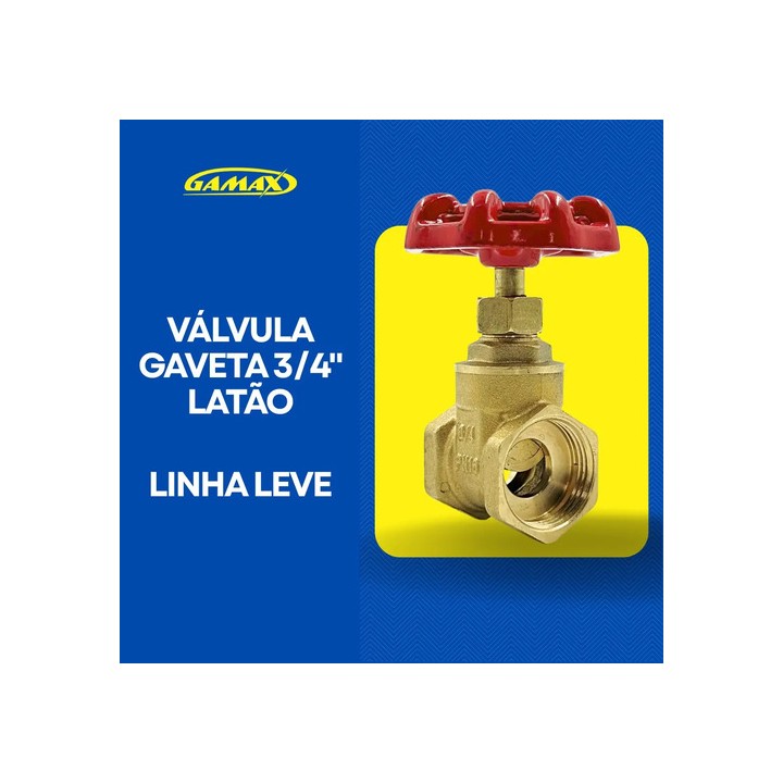 Válvula Registro Gaveta 1 Polegada Latão Leve Gamax