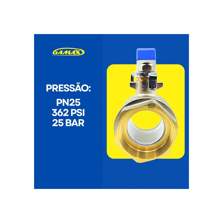 Válvula Registro Esfera Metal Latão 2 Polegada Bsp - Gamax