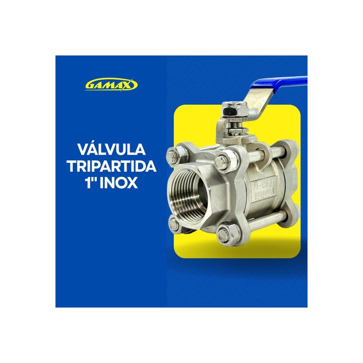 Valvula Esfera Tripartida Inox 1 Polegada Rosca Bsp Gamax