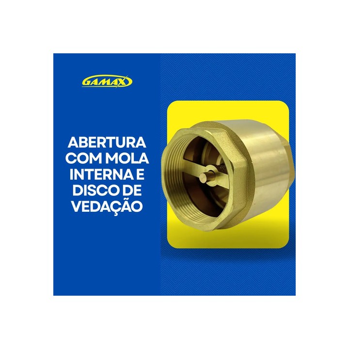 Válvula De Retenção Vertical 2 Polegada Latão Gamax