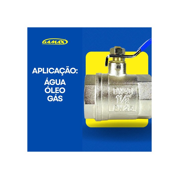 Válvula Esfera Metal Zinco 1.1/2 Polegada Bsp - Gamax