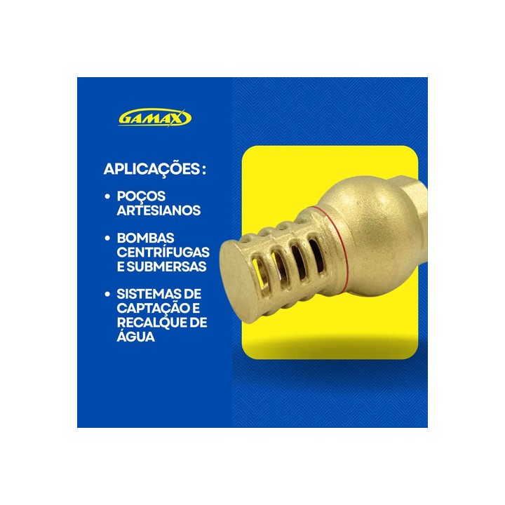 Válvula Retenção Pé Fundo De Poço 1/2 Polegada Latão Gamax