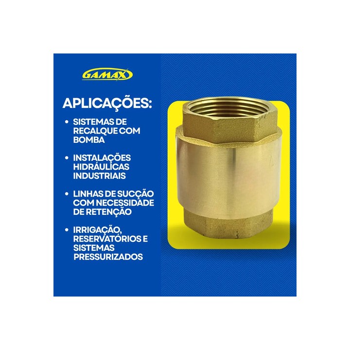 Válvula De Retenção Vertical 1.1/4 Polegada Latão Gamax