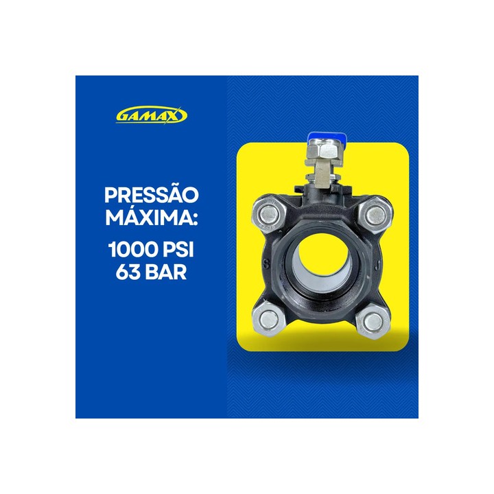 Válvula Registro Esfera Tripartida Aço Carbono 1.1/2 Gamax