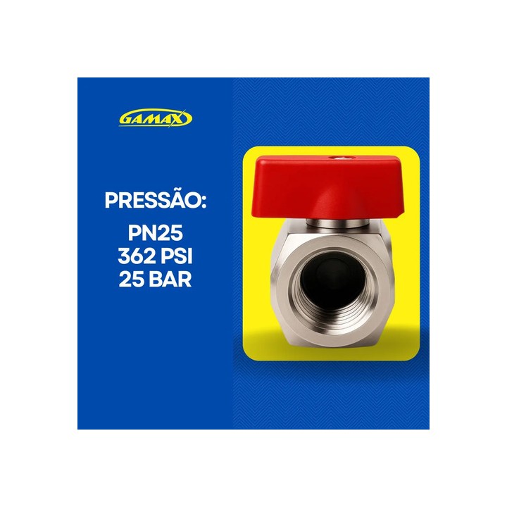 Válvula Registro Esfera 3/8 Mini F X F Zincada - Gamax