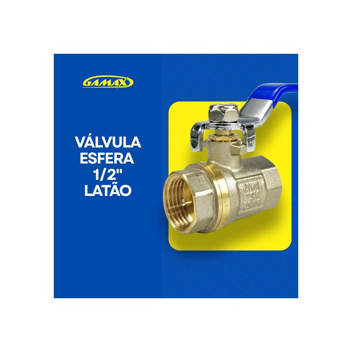 Válvula Esfera Metal Latão 1/2 Polegada Bsp - Gamax