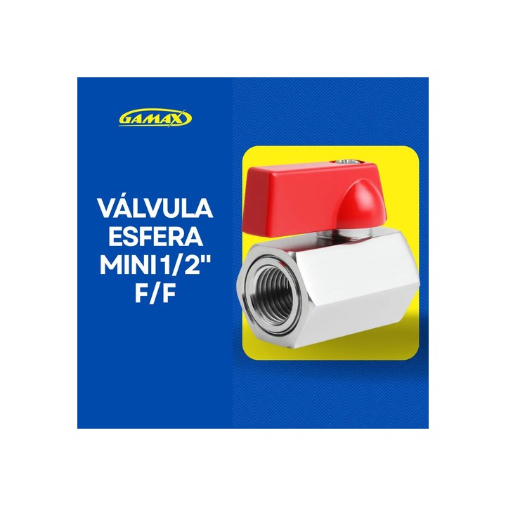 Válvula Registro Esfera 1/2 Mini Femea Zincada - Gamax