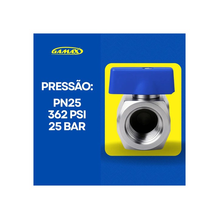 Válvula Registro Esfera 1/2 Mini F X F Latão - Gamax