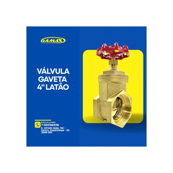 Válvula Gaveta 4 Polegadas Latão Rosca Bsp Pesada Gamax