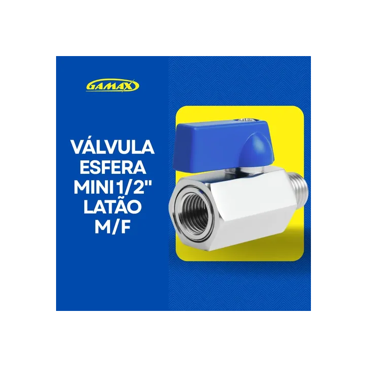 Válvula Registro Esfera 1/2 Mini Macho Femea Latão Gamax