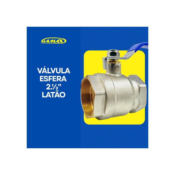 Válvula Registro Esfera Metal Latão 2.1/2 Polegada Bsp Gamax