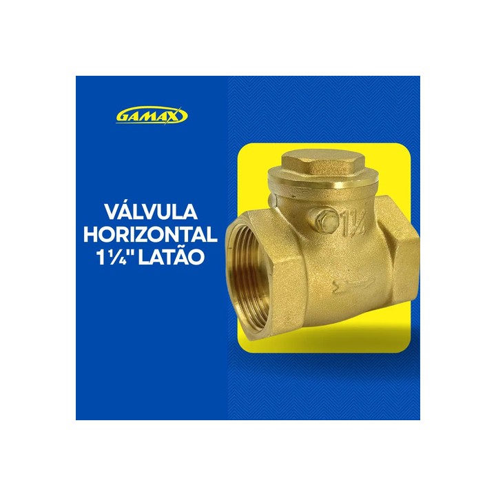 Válvula Retenção Horizontal 1.1/4 Pol Latão Rosca Bsp Gamax
