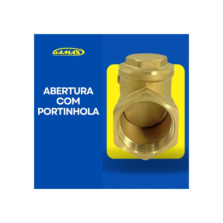 Válvula Retenção Horizontal 1.1/4 Pol Latão Rosca Bsp Gamax