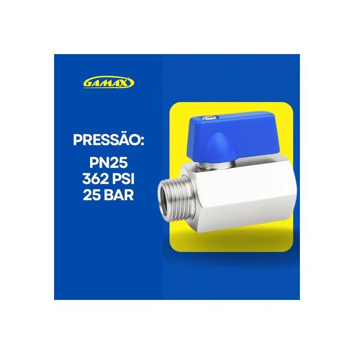 Válvula Registro Esfera 1/4 Mini M X F Latão - Gamax