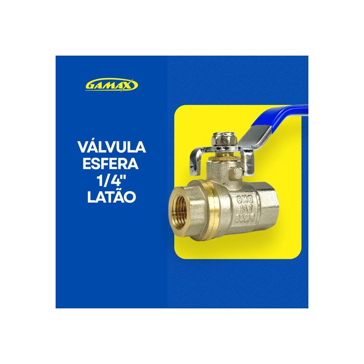 Válvula Esfera Metal Latão 1/4 Polegada Bsp - Gamax