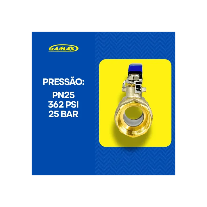 Válvula Esfera Metal Latão 1/4 Polegada Bsp - Gamax