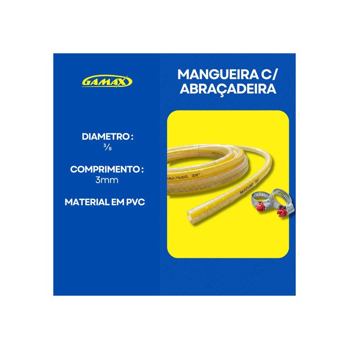 5 Mts Mangueira Gás Cozinha 3/8 X 3,0 Trançada Abraçadeiras