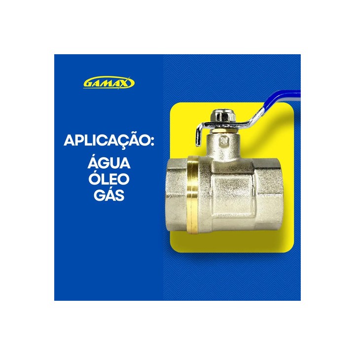 Válvula Registro Esfera Metal Latão 3/4 Polegada Bsp - Gamax