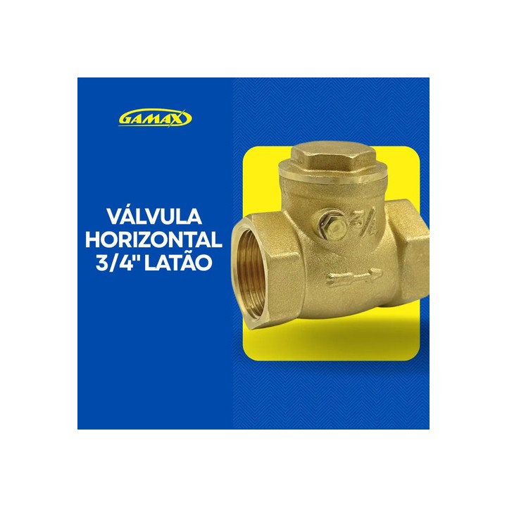 Válvula Retenção Horizontal 3/4 Pol Latão Rosca Bsp Gamax