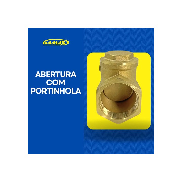 Válvula Retenção Horizontal 3/4 Pol Latão Rosca Bsp Gamax