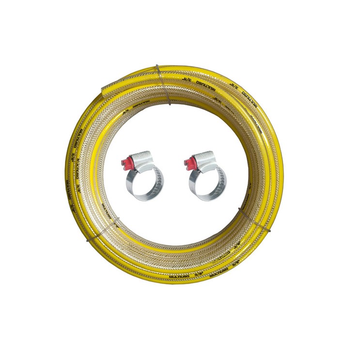 Mangueira Multiuso Amarela Gás 3/8 9,5mm 3mt C/ Abraçadeiras