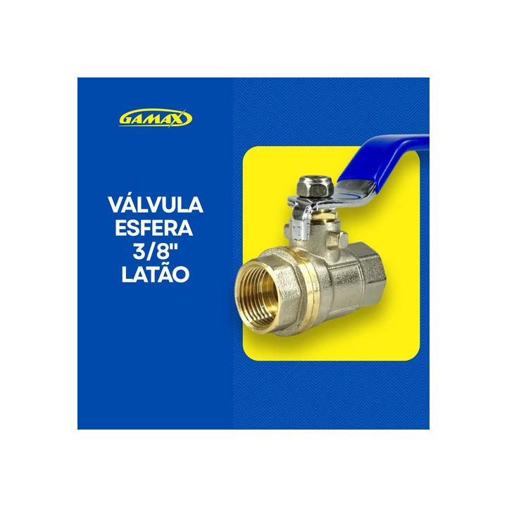 Válvula Registro Esfera Metal Latão 3/8 Polegada Bsp - Gamax