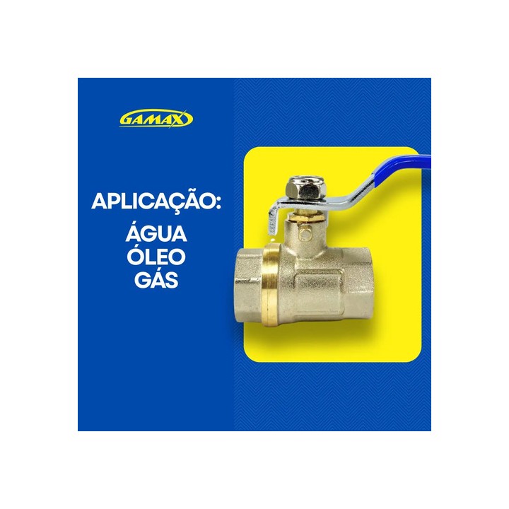 Válvula Registro Esfera Metal Latão 3/8 Polegada Bsp - Gamax