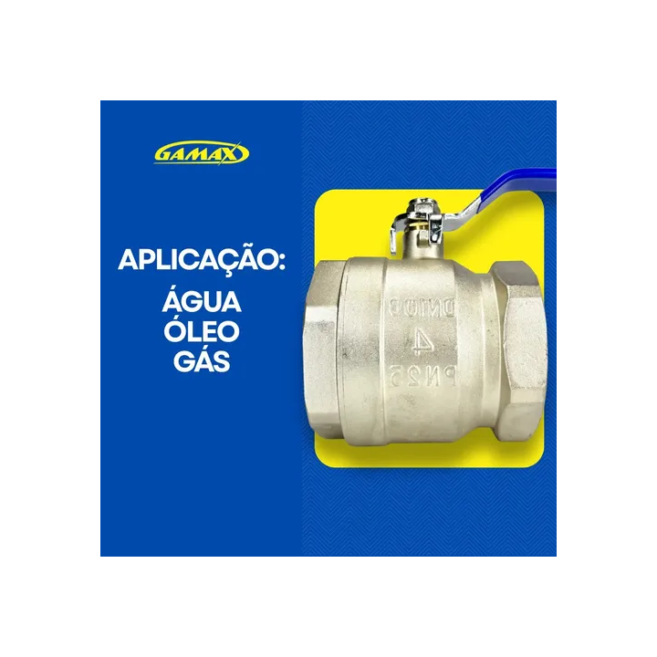 Válvula Registro Esfera Metal Latão 4 Polegadas Bsp - Gamax