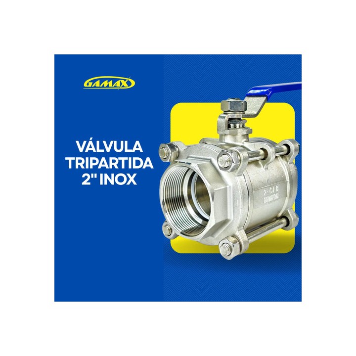 Registro Valvula Esfera Tripartida Inox 2 Polegada Bsp Gamax