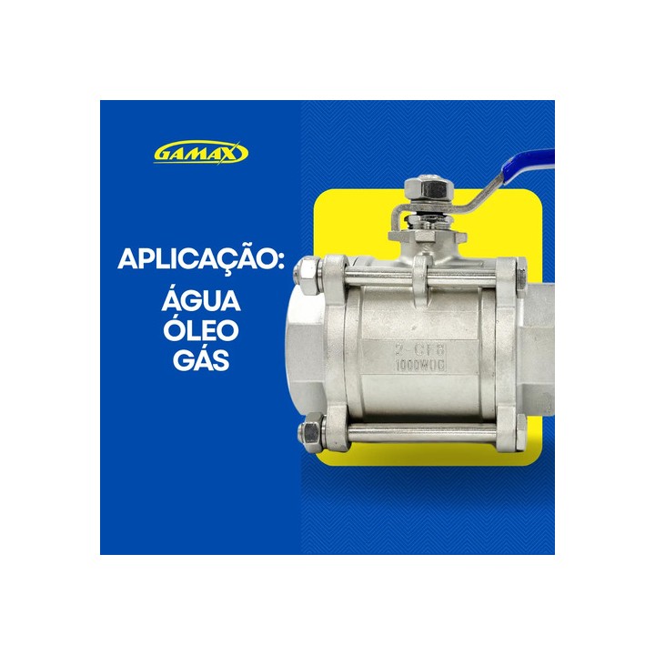 Registro Valvula Esfera Tripartida Inox 2 Polegada Bsp Gamax