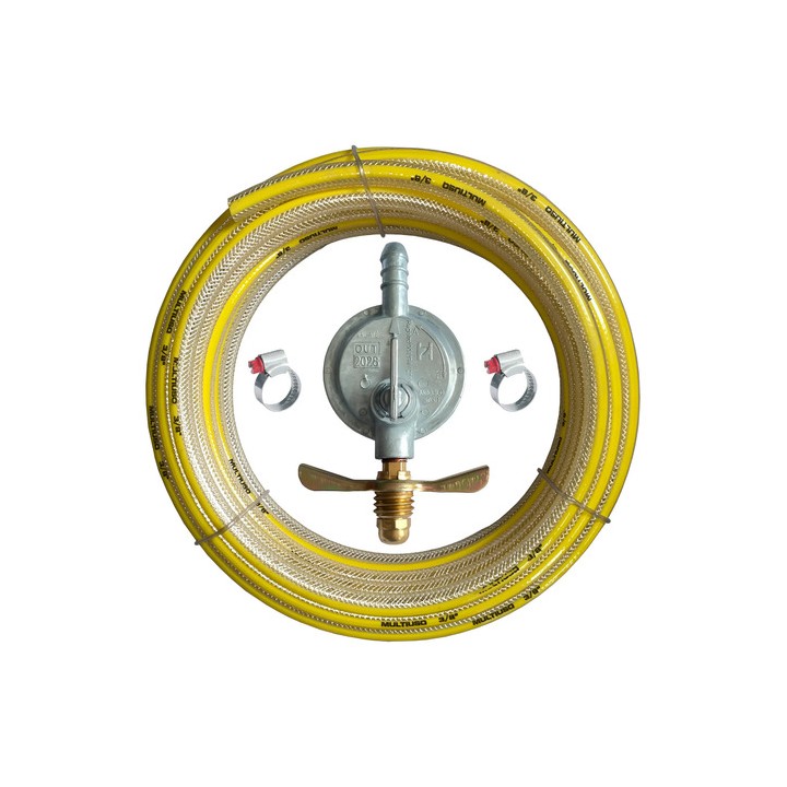 Mangueira Multiuso Gás 3/8 - 11m C/ Abraçadeiras + Regulador