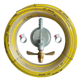 Mangueira Multiuso Gás 3/8 12m C/ Abraçadeiras + Regulador
